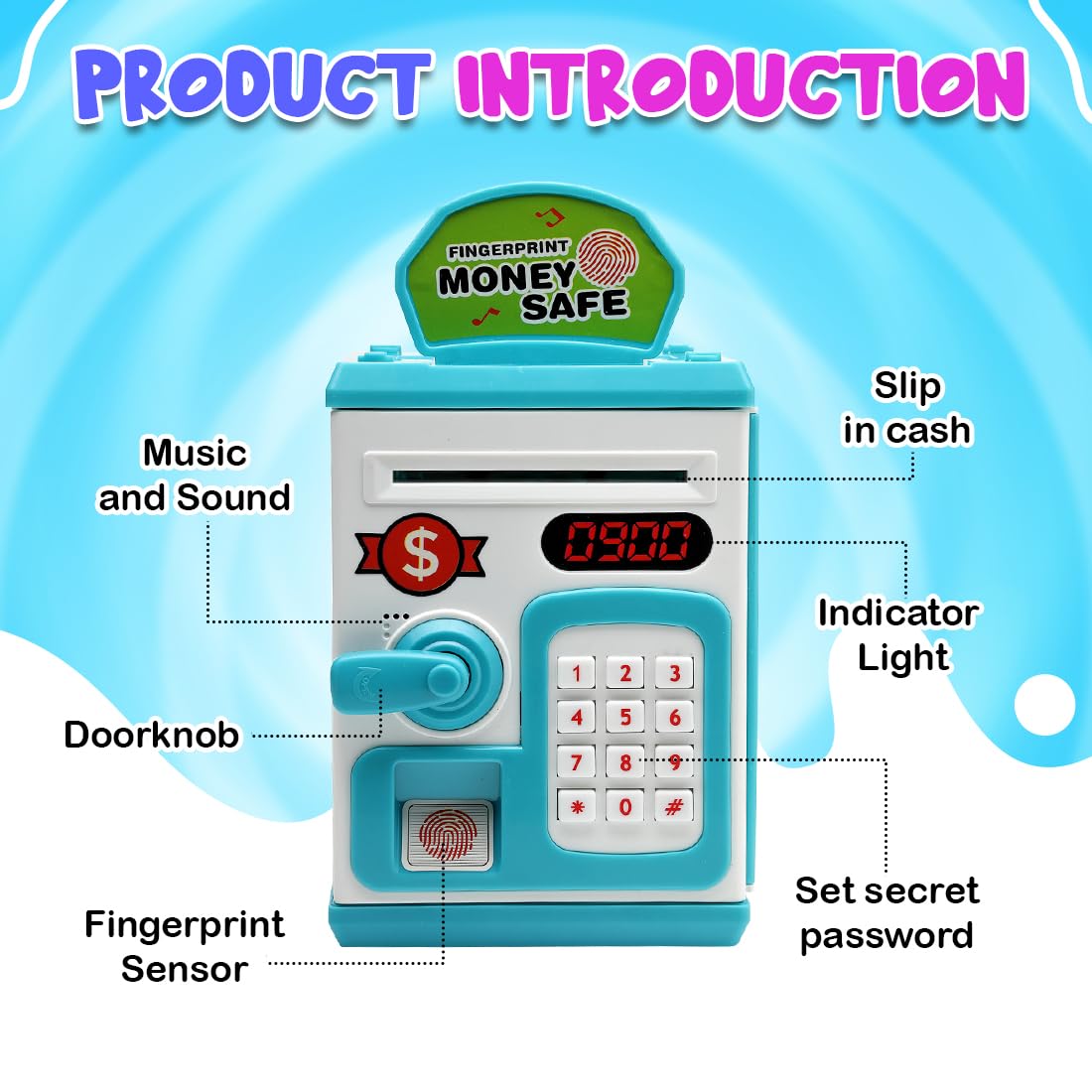 Money Bank with Fingerprint Sensor & Password Protection Feature Toy