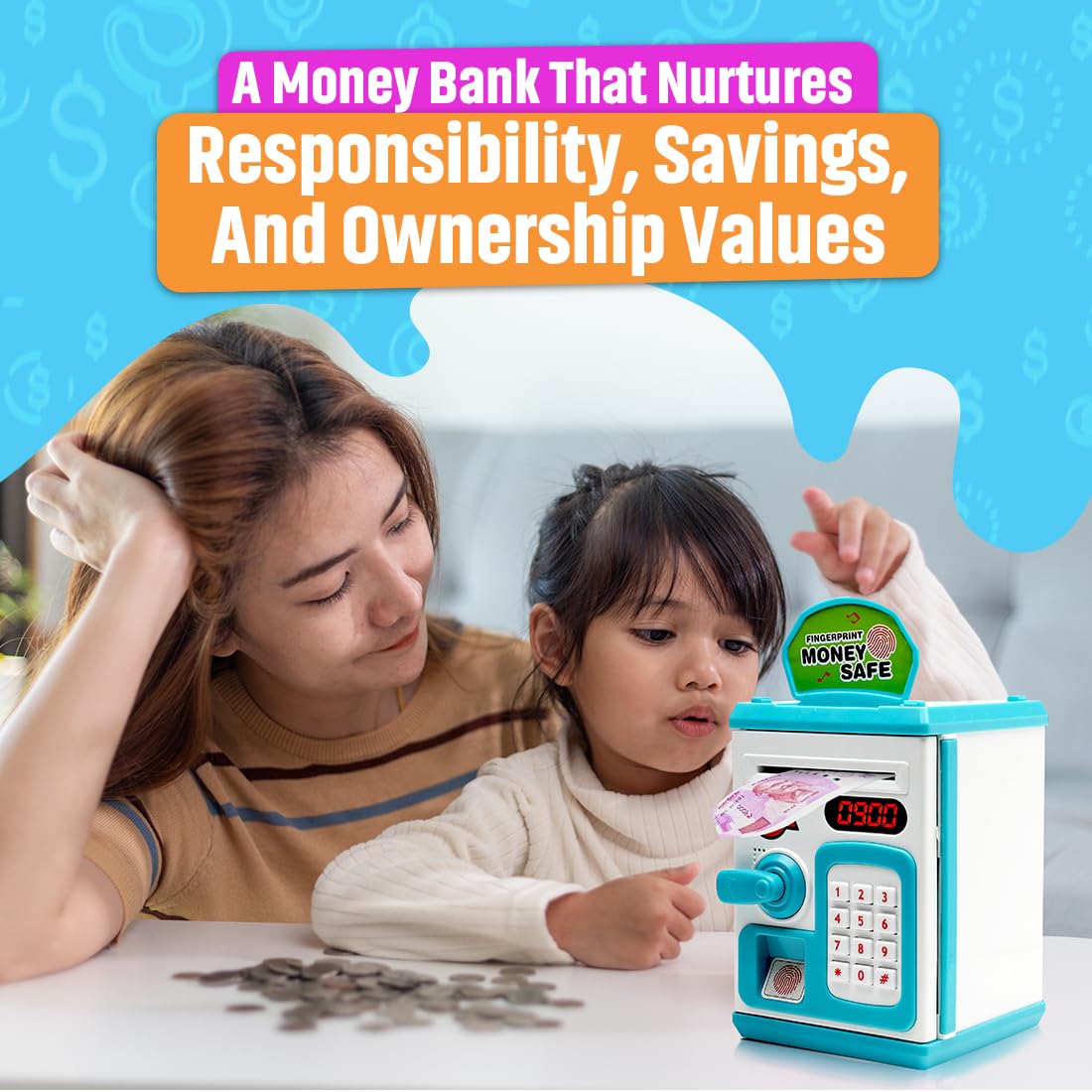 Money Bank with Fingerprint Sensor & Password Protection Feature Toy
