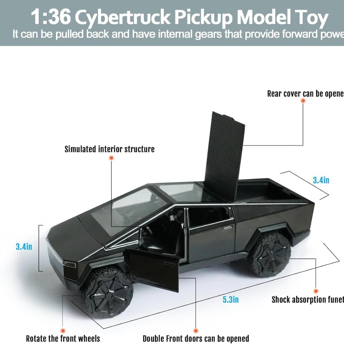 Tesla Cyber Truck 1:36 Model Car Exclusive Alloy Metal Pull Back Die-cast Car