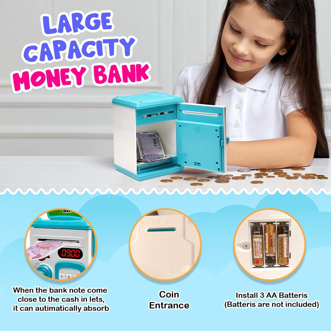 Money Bank with Fingerprint Sensor & Password Protection Feature Toy