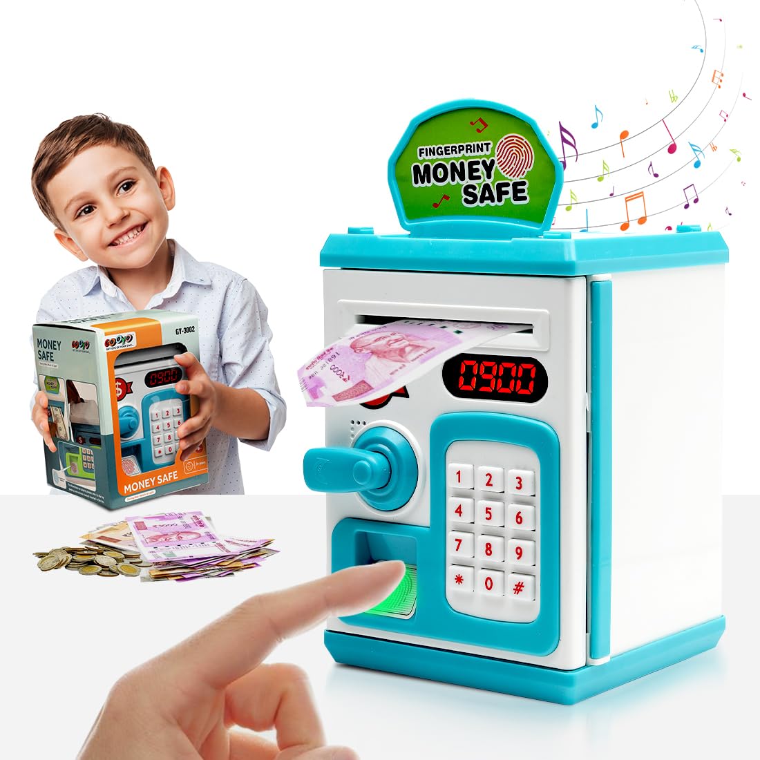 Money Bank with Fingerprint Sensor & Password Protection Feature Toy