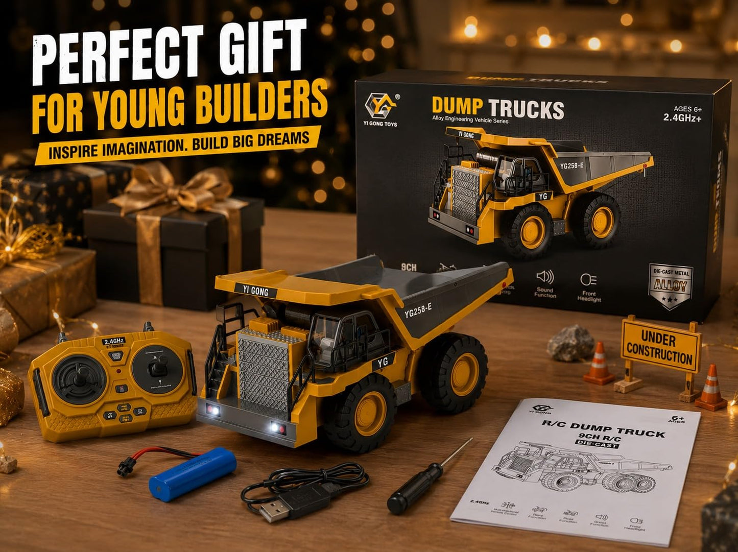 2.4GHz Alloy RC Dump Truck for Kids