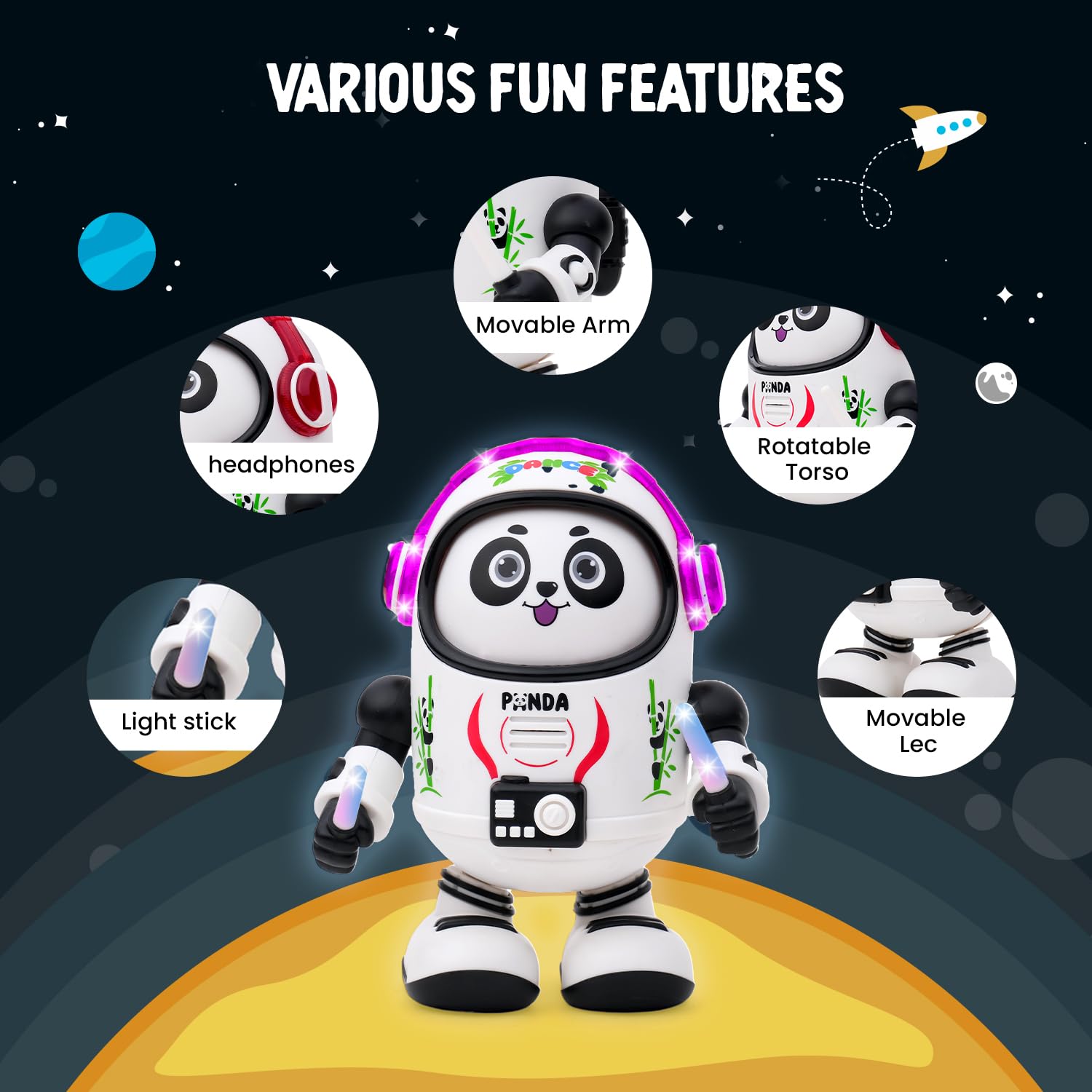 Dancing Space Panda Toy with Lights Sound and Music