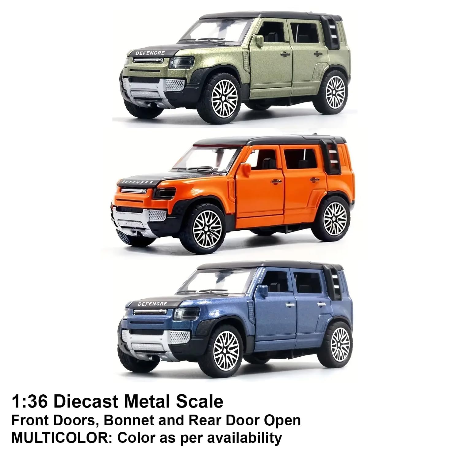 Diecast 1:36 Defender Toy Car Metal Body Openable Doors, Bonnet & Boot