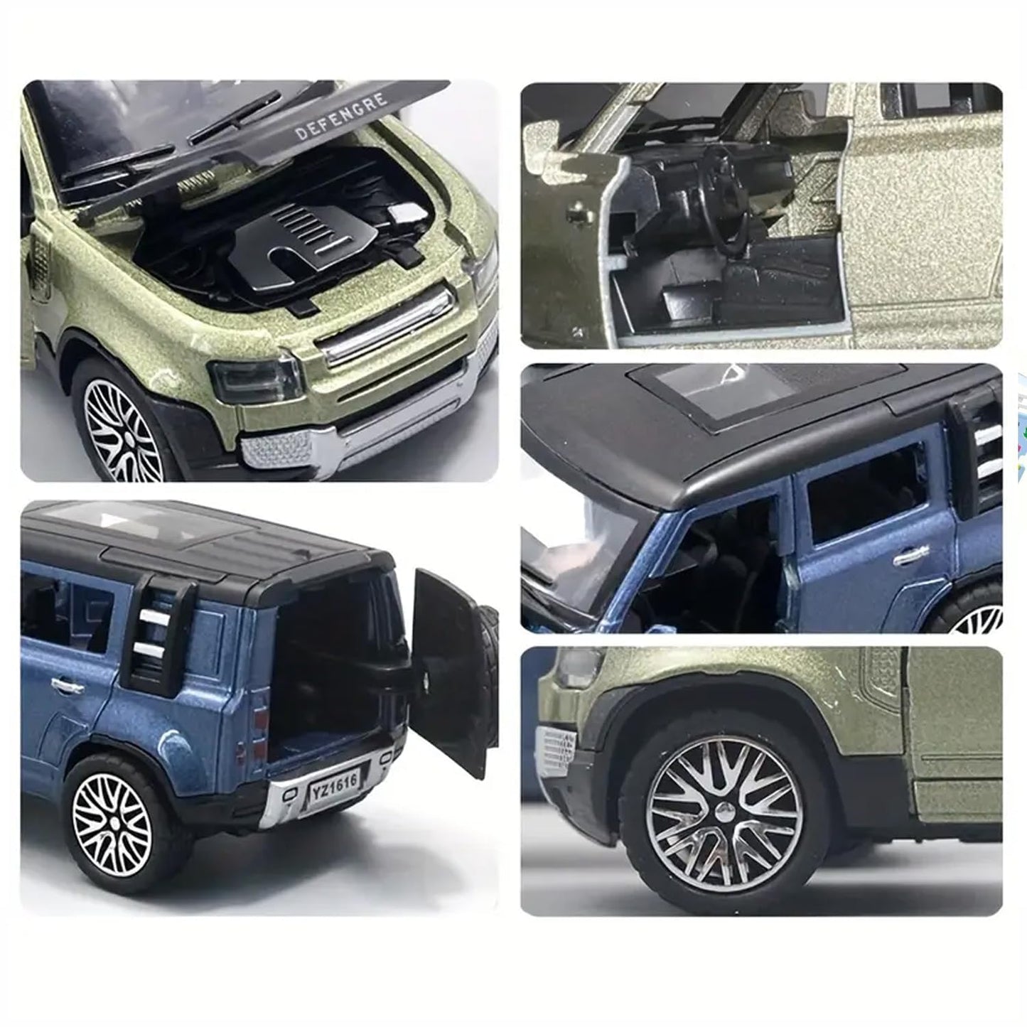 Diecast 1:36 Defender Toy Car Metal Body Openable Doors, Bonnet & Boot