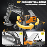 RC Excavator with Metal Shovel and 680° Rotation, Hydraulic Excavator