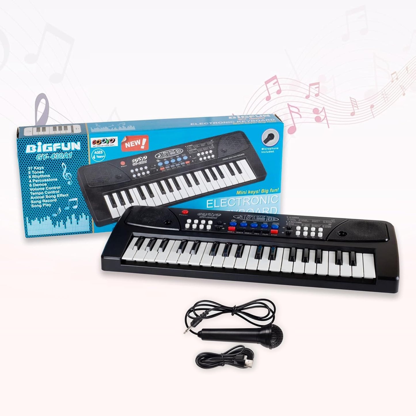 37-Key Kids Keyboard Piano with Microphone