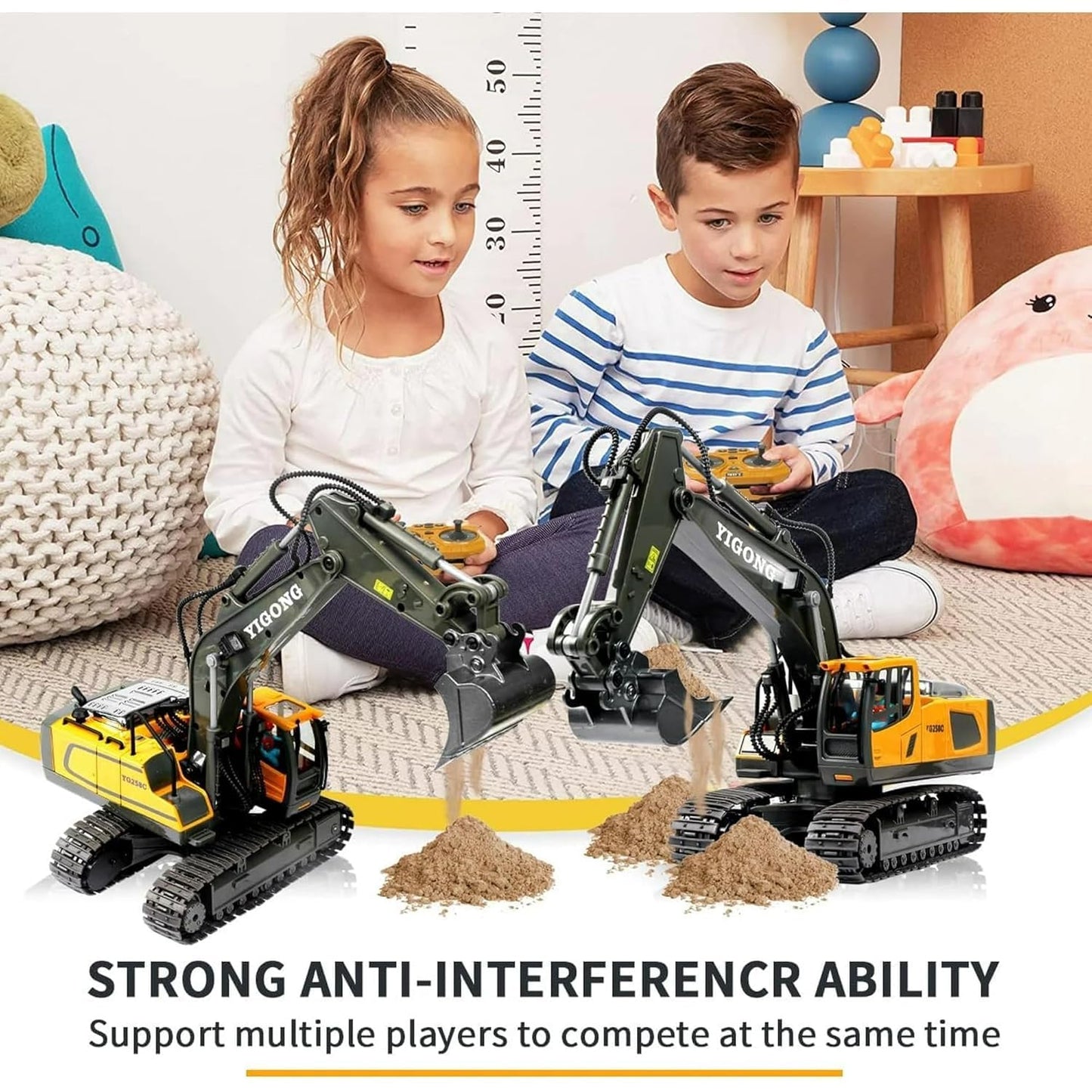 RC Excavator with Metal Shovel and 680° Rotation, Hydraulic Excavator