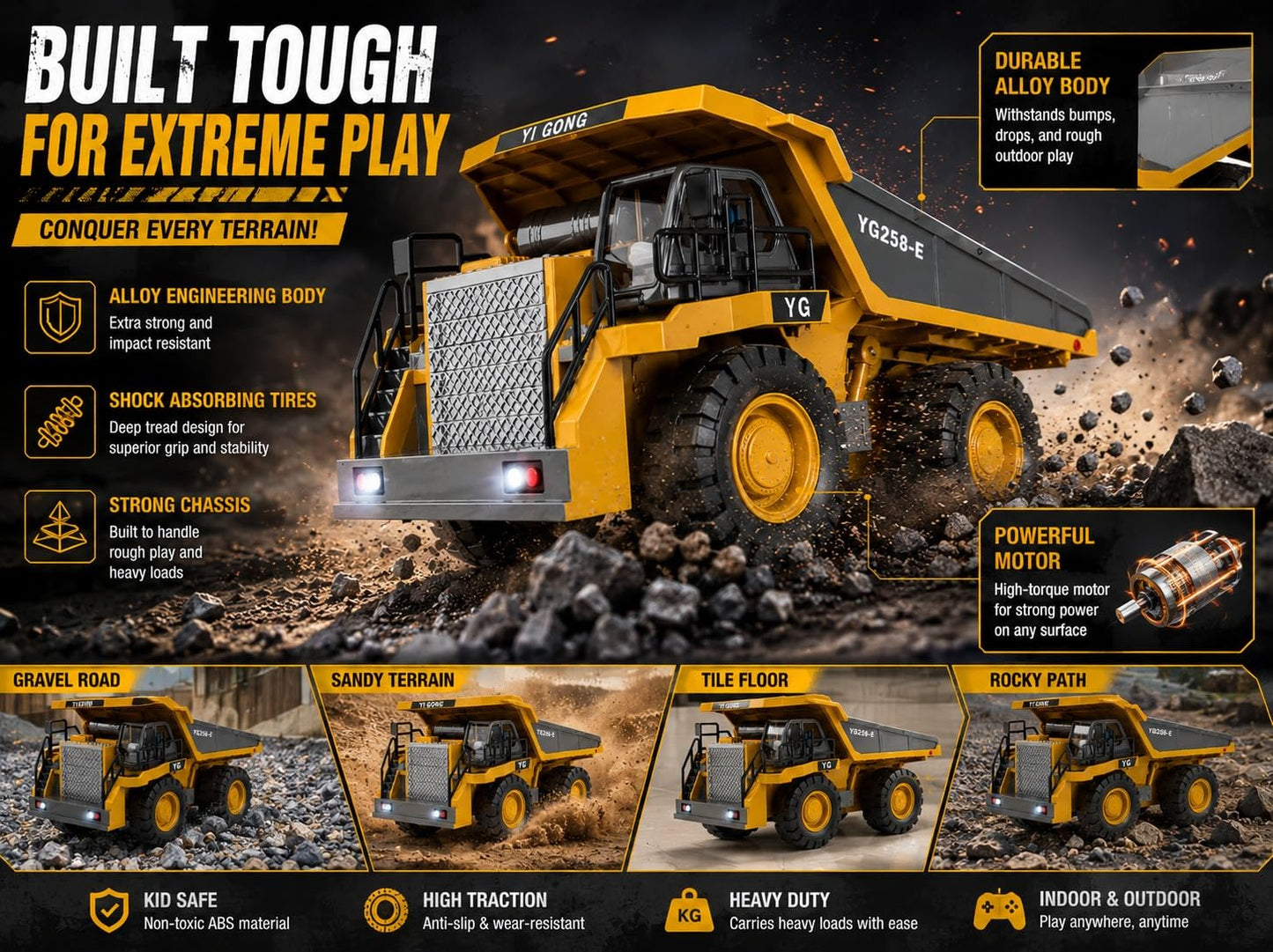 2.4GHz Alloy RC Dump Truck for Kids