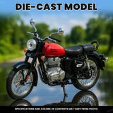Royal Enfield 1:15 Scale Diecast Motorcycle Model Toy, Pull Back Action, Bullet Bike