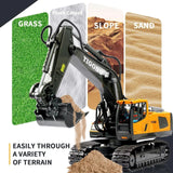 RC Excavator with Metal Shovel and 680° Rotation, Hydraulic Excavator
