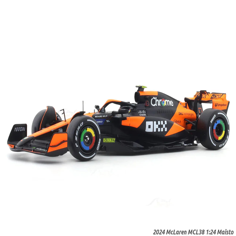 Bburago 2024 McLaren MCL38 No.4 with figure 1:24 Bburago licensed diecast Scale Model car collectible