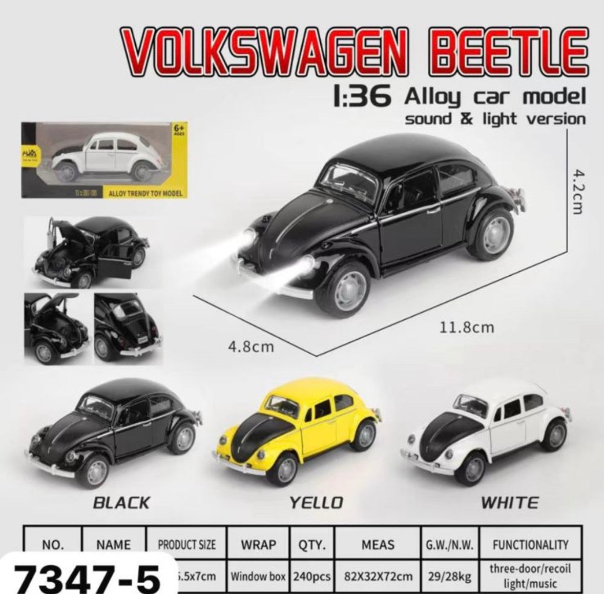 1:32 scale Volkswagen Beetle Die-Cast Collectible Car Model