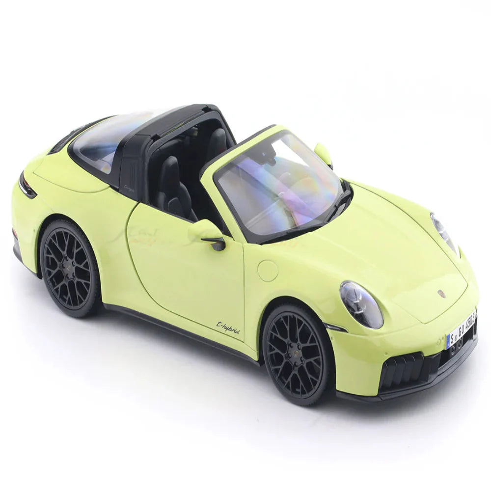 Maisto 2025 Porsche 911 992.2 Targa 4 GTS Hybrid Yellow 1:18 Maisto Licensed Diecast Scale Model Car Collectible