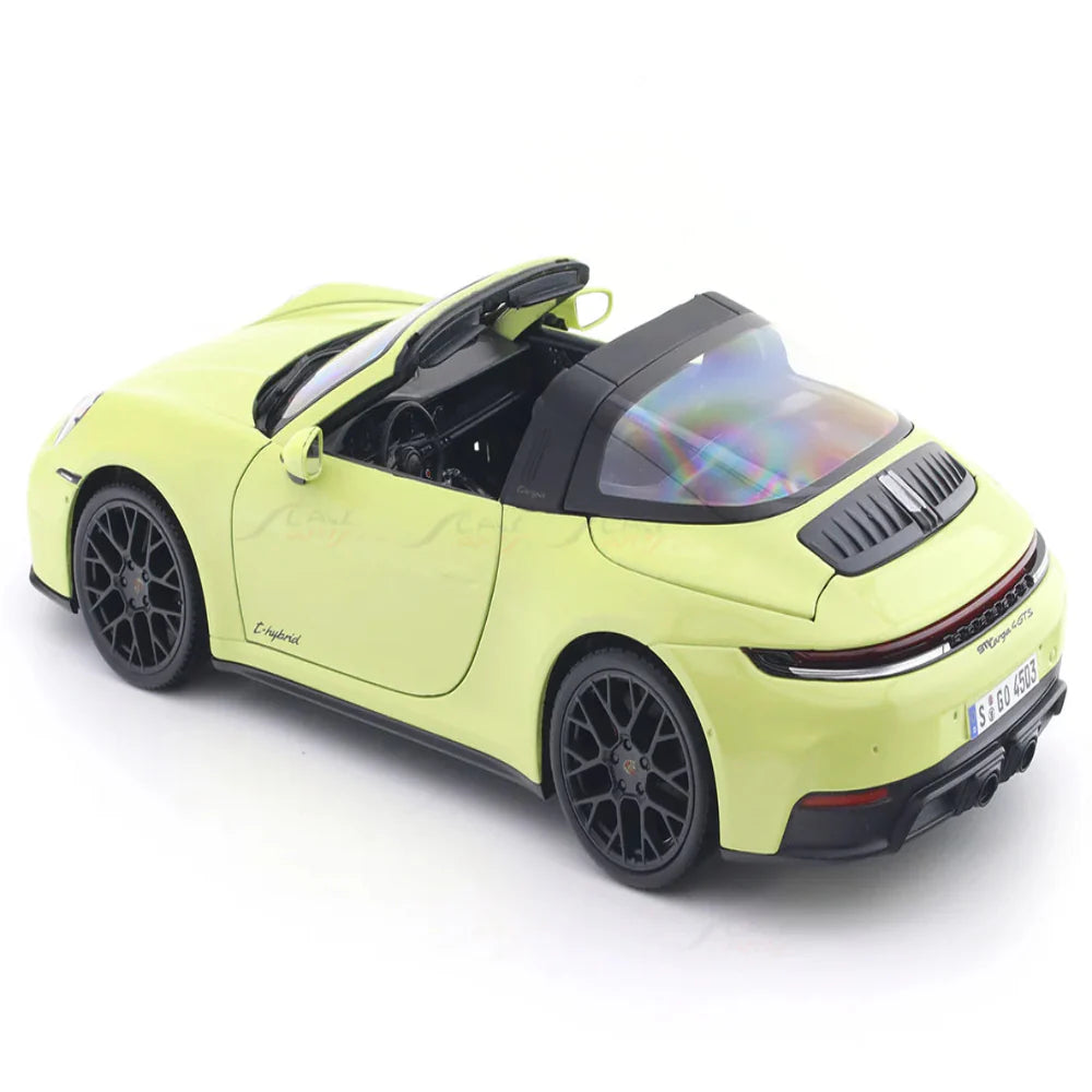 Maisto 2025 Porsche 911 992.2 Targa 4 GTS Hybrid Yellow 1:18 Maisto Licensed Diecast Scale Model Car Collectible