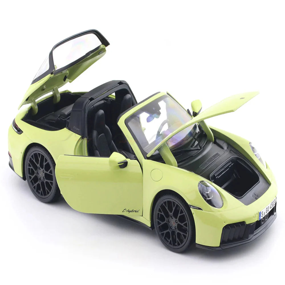 Maisto 2025 Porsche 911 992.2 Targa 4 GTS Hybrid Yellow 1:18 Maisto Licensed Diecast Scale Model Car Collectible
