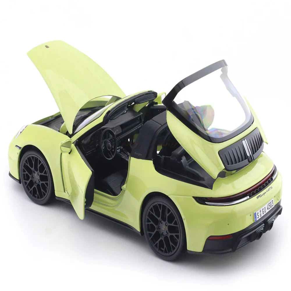 Maisto 2025 Porsche 911 992.2 Targa 4 GTS Hybrid Yellow 1:18 Maisto Licensed Diecast Scale Model Car Collectible