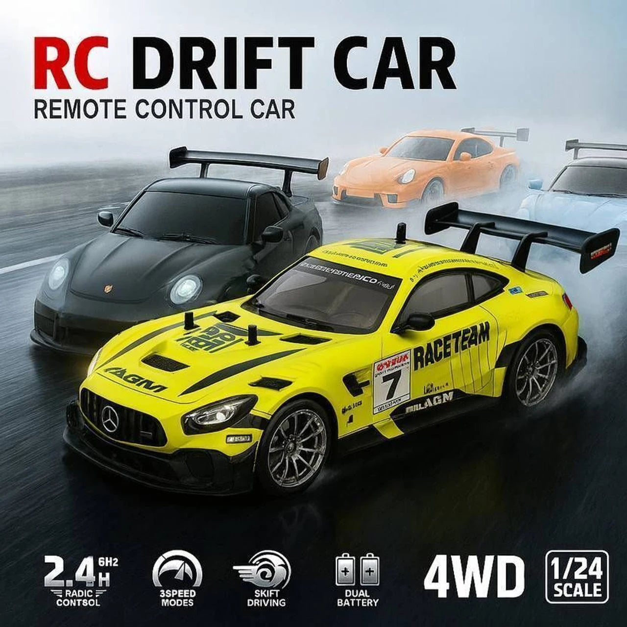 RC Drift Car with Rubber Wheels, High Speed 4x4 RC Racing Car SQ2335-064