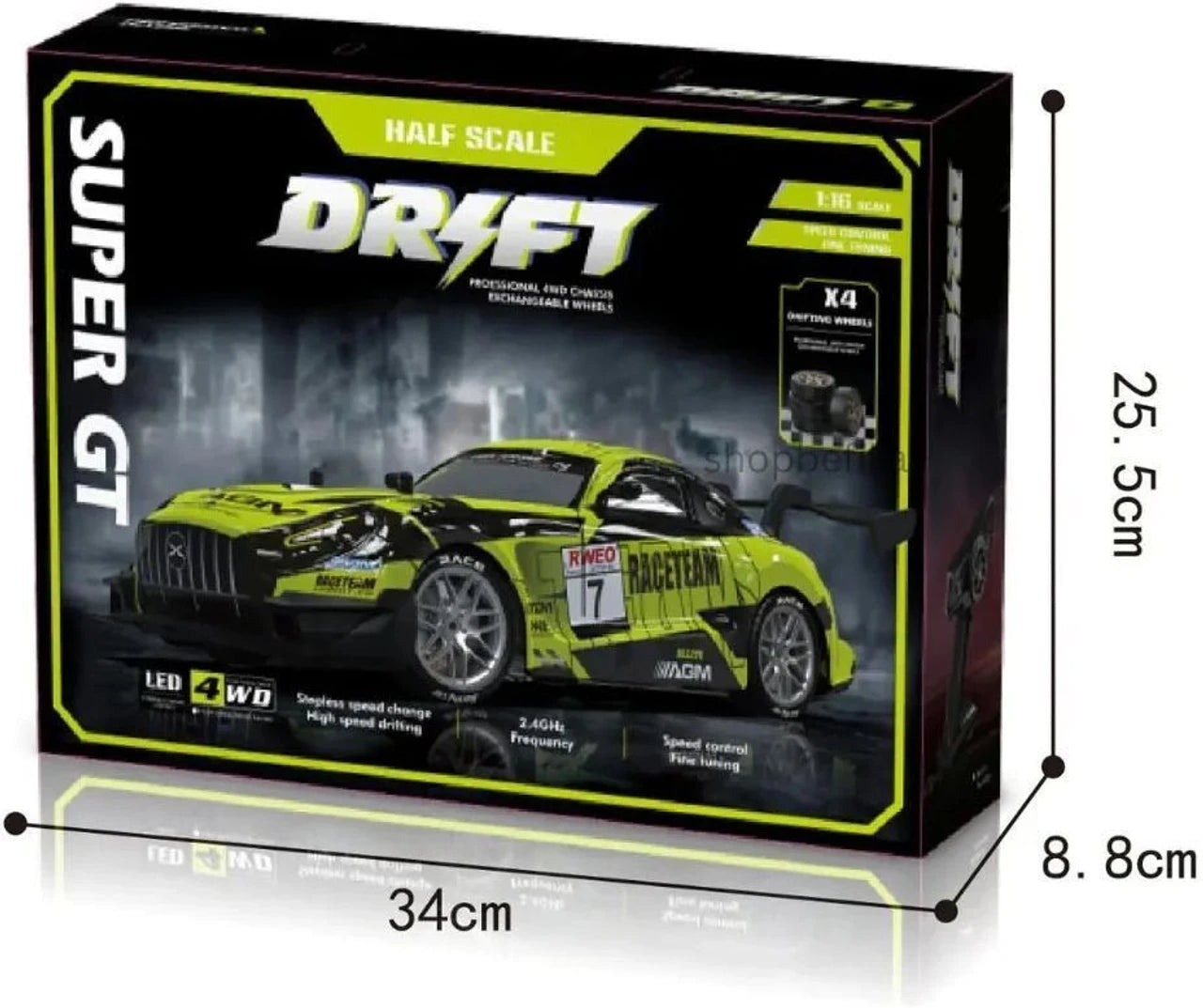 RC Drift Car with Rubber Wheels, High Speed 4x4 RC Racing Car SQ2335-064