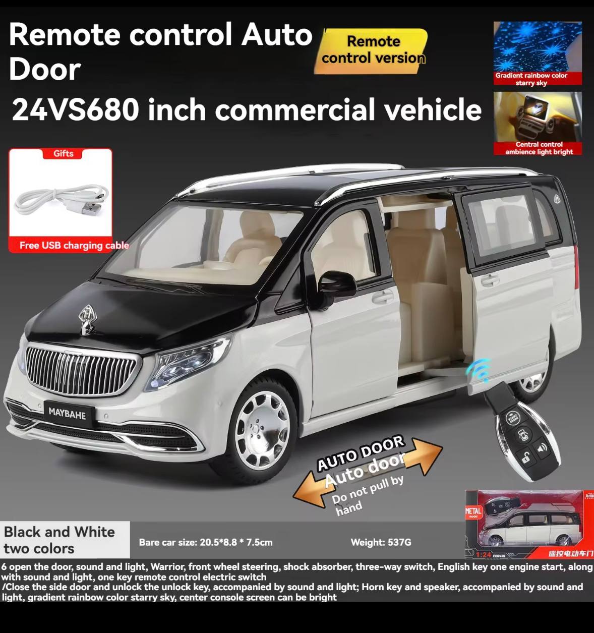 1:24 RC Control Pull Back Open Door Car- yc004
