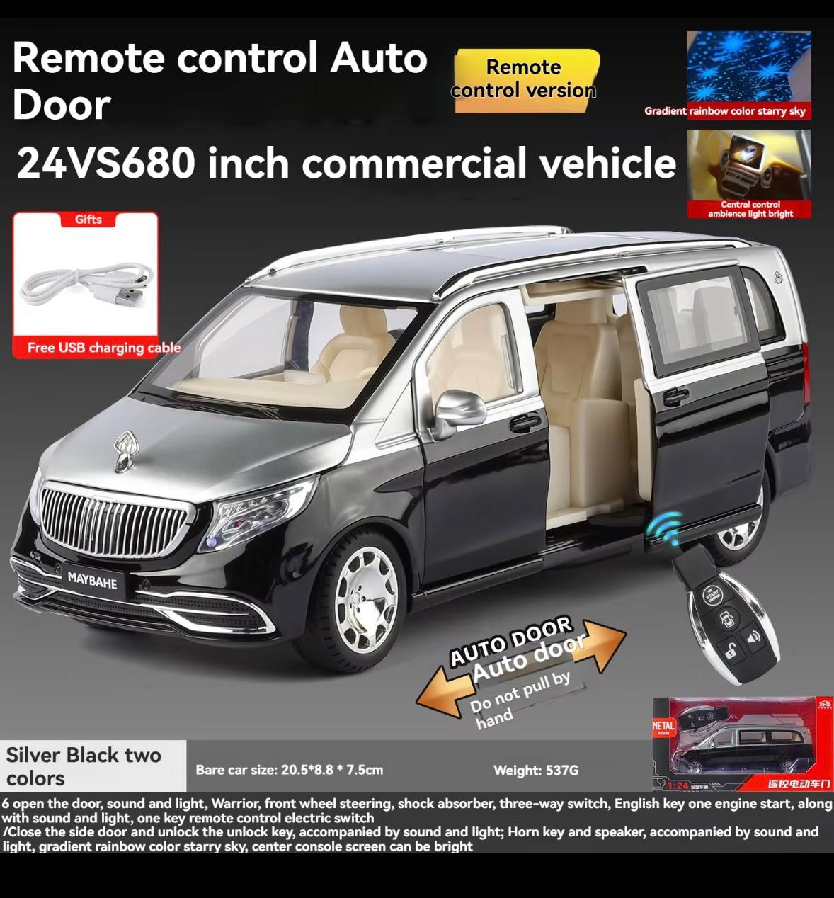 1:24 RC Control Pull Back Open Door Car- yc004
