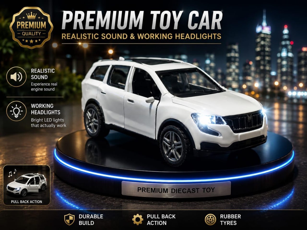 XUV 700 Diecast Toy Car 1:36 Scale Metal Model SUV with Openable Doors & Boot