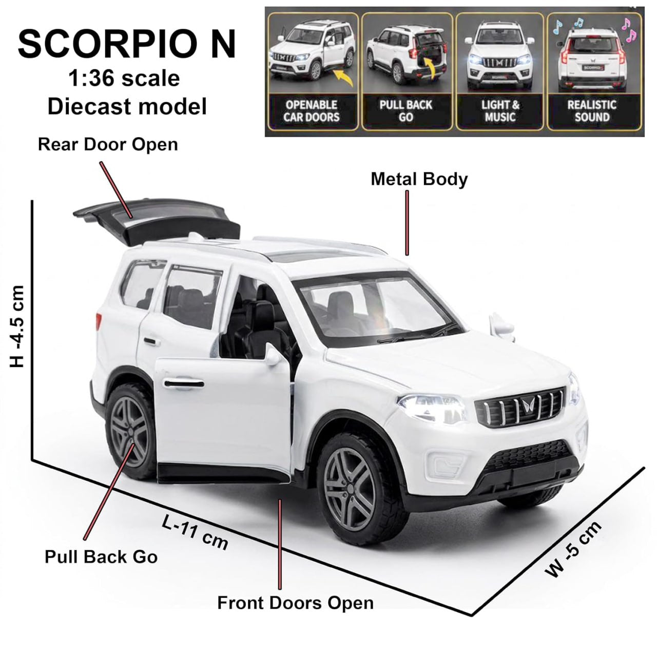 Scorpio-n Die-Cast Model 1:36 Pull Back Car Toy