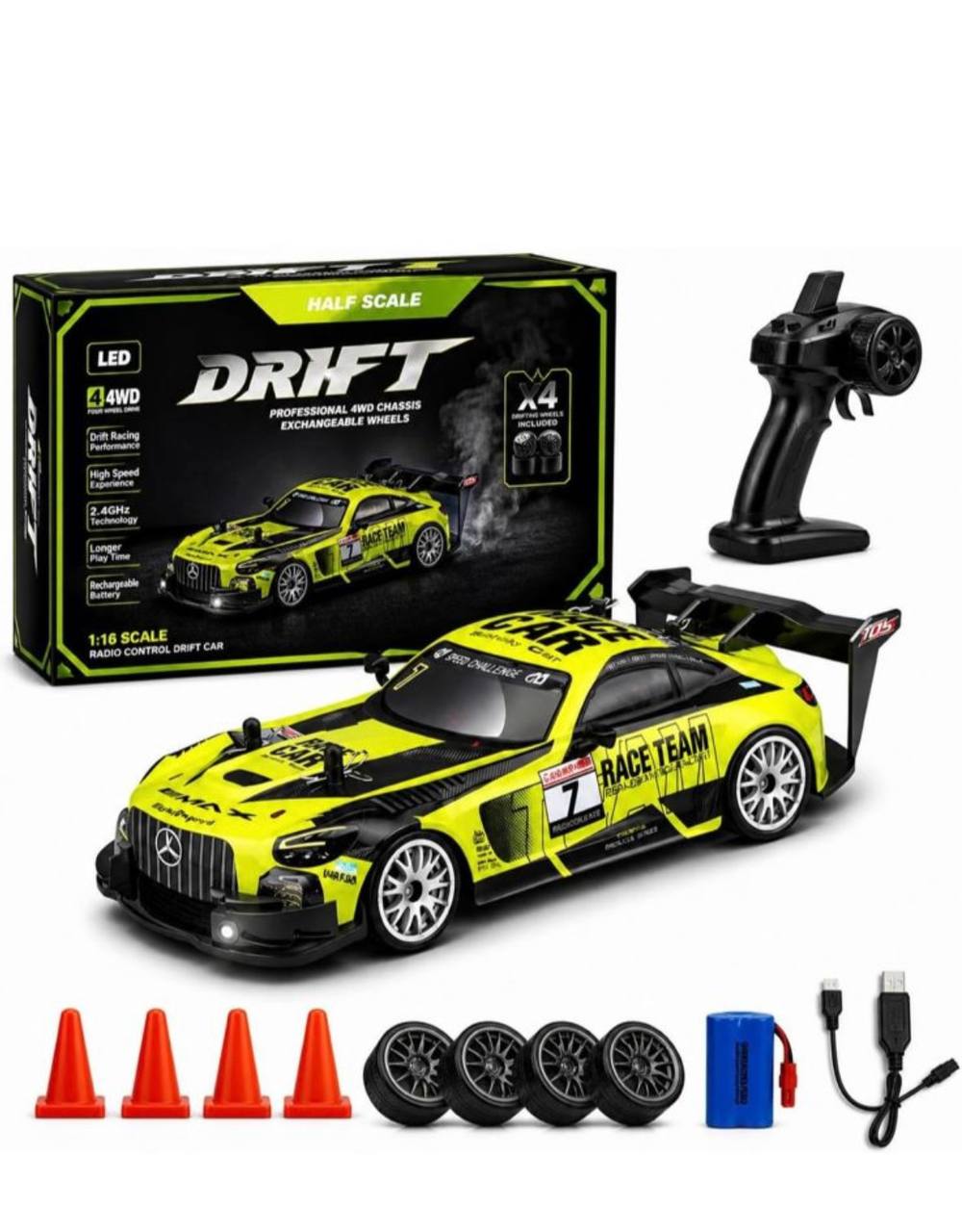 RC Drift Car with Rubber Wheels, High Speed 4x4 RC Racing Car SQ2335-064